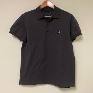 Lanvin Black Polo Shirt with Small Embroidered Crest